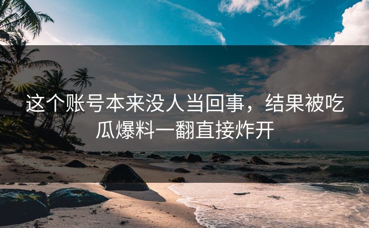 这个账号本来没人当回事,结果被吃瓜爆料一翻直接炸开