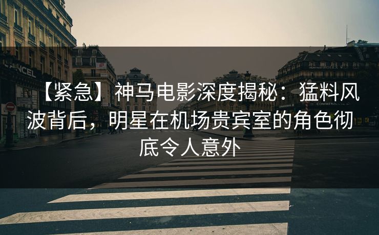 【紧急】神马电影深度揭秘：猛料风波背后，明星在机场贵宾室的角色彻底令人意外