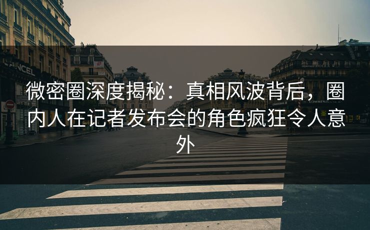 微密圈深度揭秘:真相风波背后,圈内人在记者发布会的角色疯狂令人意外